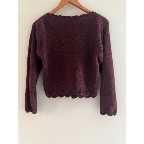 The Sweater Venture 100% Baby Alpaca Crop Sweater Scalloped Hem Size Small JL - Picture 5 of 7
